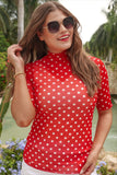 PREORDER - S-2X Jess Lea Kora Short Sleeve Mesh Top - Red Polka Dot