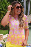 PREORDER - S-L Jess Lea Kora Short Sleeve Mesh Top - Pink Lemonade
