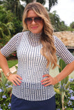 PREORDER - S-XL Jess Lea Kora Short Sleeve Mesh Top - Anchor Harbor