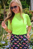 PREORDER - S-L Jess Lea Kora Short Sleeve Mesh Top - Neon Lime