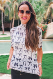 PREORDER - Jess Lea Kora Short Sleeve Mesh Top - Midnight Bow