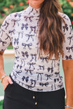 PREORDER - Jess Lea Kora Short Sleeve Mesh Top - Midnight Bow