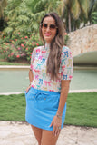 PREORDER - Jess Lea Kora Short Sleeve Mesh Top - Midnight Bow Neon Pastel