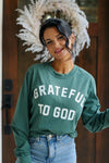 S M XXL XXXL Grateful To God Long Sleeve Graphic Tee