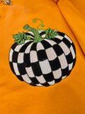 PREORDER - Embroidered Checkered Pumpkin Sweatshirt