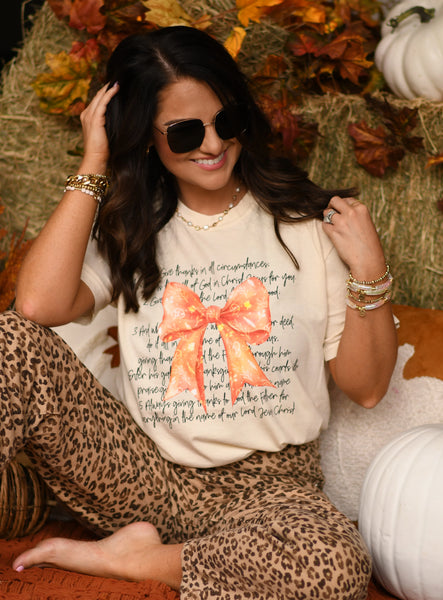PREORDER - Thanksgiving Bible Verse Bow Graphic Tee