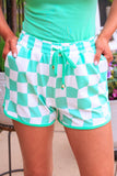 PREORDER - Jess Lea Groovy Mint Checkered Everyday Shorts