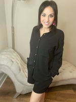 Black Lightweight Button Down Set