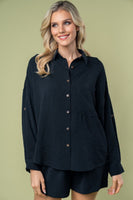 Black Lightweight Button Down Set