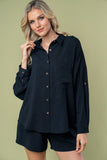 XL Black Lightweight Button Down Set