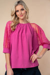 S M XL Raglan Shorter Mauve Laced Cuffed Sleeve