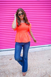 L-3X Jess Lea Ryan Ruffle Top in Coral