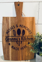 PREORDER - Custom Laser Engraved Messes & Memories Cutting Board