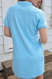 PREORDER - Jess Lea Ezra Textured Zipper Dress - Light Blue