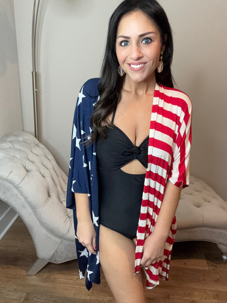 S-3X Stars & Stripe Open Cardigan