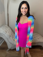 Long Sleeve Rainbow Knit Cover-up