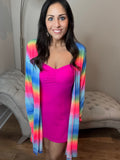 Long Sleeve Rainbow Knit Cover-up