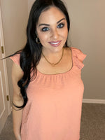 Small Only - Peach Dotted Ruffle Sleeve Top