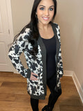 S XXXL Cow Print Long Sleeve Cardigan