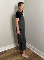 M “The Jan”, Charcoal Wide Leg Romper