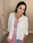 Small Only - Jess Lea Bay Breeze Ivory Button Up Gauze Top