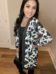 S XXXL Cow Print Long Sleeve Cardigan