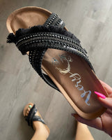 6.5 7 - Solar Black Gemstone Very G Sandals