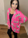 S-XXL Dolman Long Sleeve Animal Print Open Cardigan