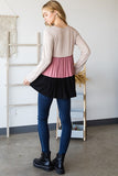 S-3X Color Block Long Sleeve 3 Tiered Top