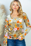 S-XL Floral Velvet Long Sleeve Top