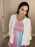 Small Only - Jess Lea Bay Breeze Ivory Button Up Gauze Top