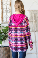 S-3X Multi-Color Puff Sleeve Drawstring Hoodie