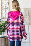 S-3X Multi-Color Puff Sleeve Drawstring Hoodie