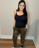 S 2X 3X - Black & Gold Leopard Joggers