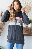 S-3X Long Sleeve Drawstring Hoodie Animal Print Detail