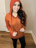 S-3X Long Sleeve Ribbed Drawstring Hoodie