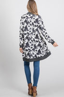 S XXXL Cow Print Long Sleeve Cardigan