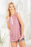 S-3X Mauve Henley Snap Button Tank Top