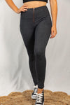 Small Only Charcoal Zipper Leggings with Back Pockets