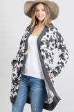 S XXXL Cow Print Long Sleeve Cardigan