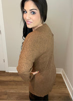 S-3X Two Tone Rust Ribbed Long Sleeve Top