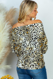 M-XL Long Sleeve Animal Print On or Off Shoulders Top