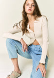 S-XL Ribbed Knit Button Down Cardigan Top