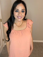 Small Only - Peach Dotted Ruffle Sleeve Top