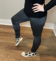 Small Only Charcoal Zipper Leggings with Back Pockets