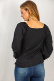 S-M - Tied Long Sleeve Ribbed Top