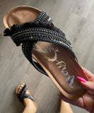 6.5 7 - Solar Black Gemstone Very G Sandals