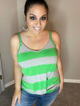 S - Green Striped Knotted Tank Top