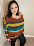 XXL XXXL - Slouchy Striped Dolman Long Sleeve