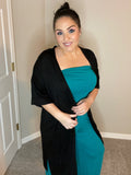 S-M - Black Open Cardigan With Side Slit